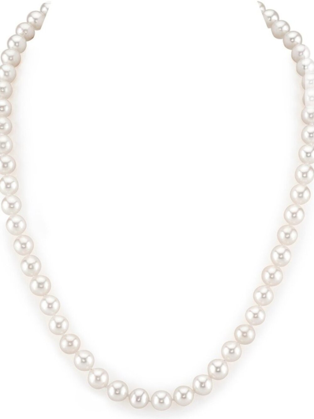 7–7.5mm White Freshwater Pearl Necklace AAA Quality 17" 14K Gold Clasp